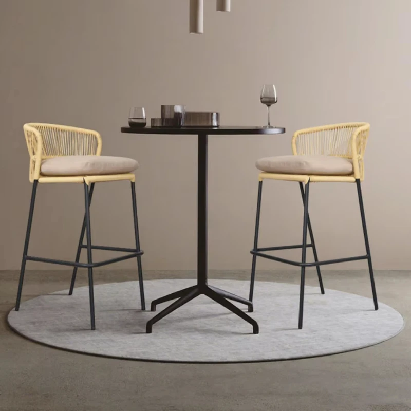 Design counter bar stool handmade rattan Nordic retro style waterproof and durable interior