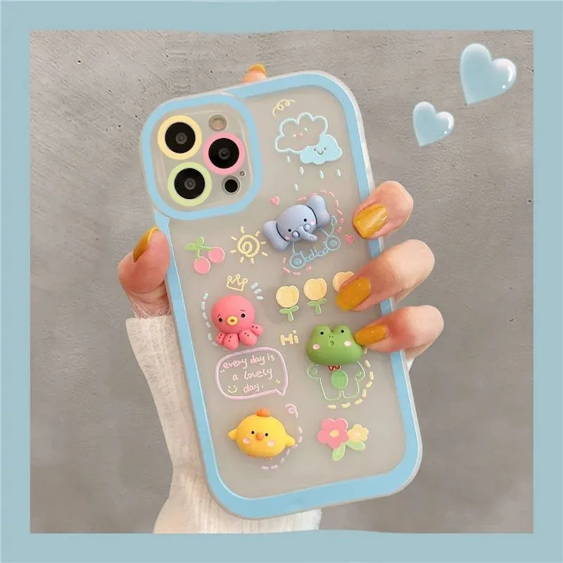 TD25 3D Cute Animal For Samsung Galaxy S9 S10 S20 S21 S22 Plus A21S A51 A71 A52 A72 A12 A32 Case DIY TPU Soft Cover