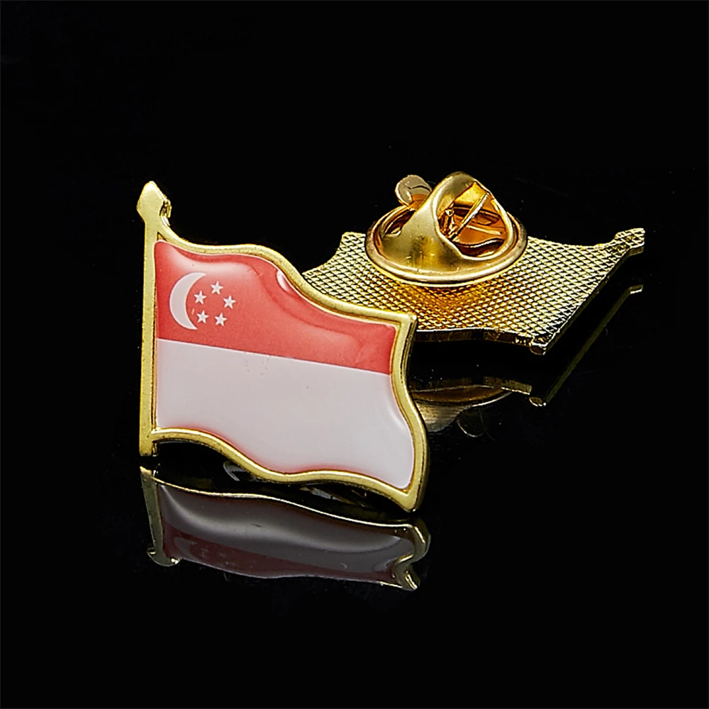 Singapore National Flag Lapel Stick Brooch Pin Suit Clothes Bag Backpack Accessories