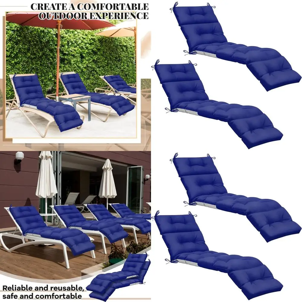 

Set of 2 Dark Blue Chaise Lounge Cushions, 75x22x5 Inches, Soft for Outdoor/Indoor Use, Ideal for Spring/Summer