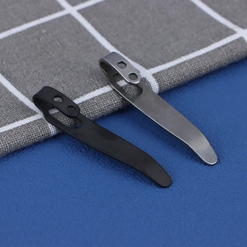 1 مجموعة 420 مادة من الستانليس ستيل سكين مشبك خلفي مع 3 قطعة M2.5 مسامير جيب الخصر المشابك للسكاكين DIY بها بنفسك صنع الملحقات