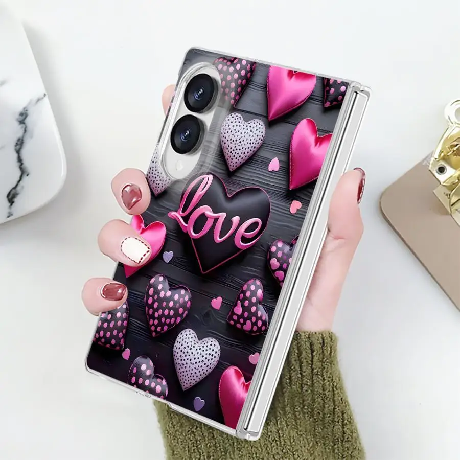 Gorgeous Retro Love Case for Samsung Galaxy Z Fold 8 PC Hard Luxury ZFold8 ZFold 8 Phone Funda