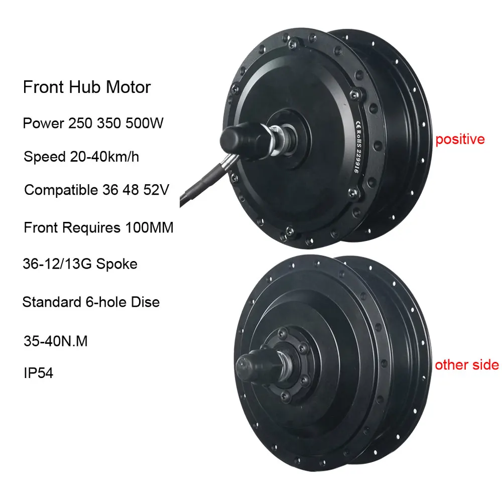 Motor de cubo de engranaje de bicicleta eléctrica de alta velocidad, 36V, 250W, 350W, 48V, 500W, 750W, Motor de rueda delantera y trasera