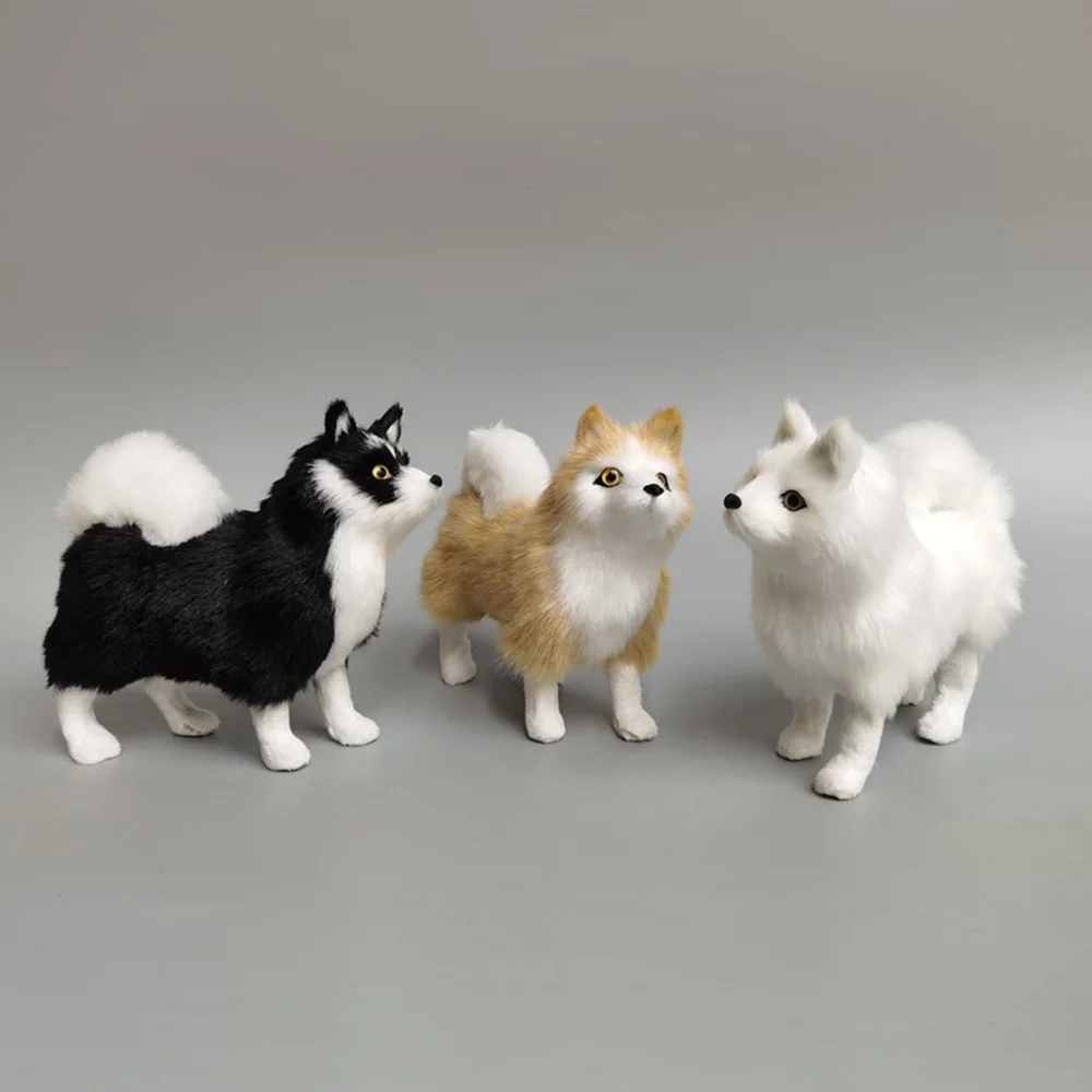 1PC Artificial Wool Simulation Husky Dog Scale Model Ornaments Samoye Dogs Models For Christmas Gift DIY Home Decor Crafts