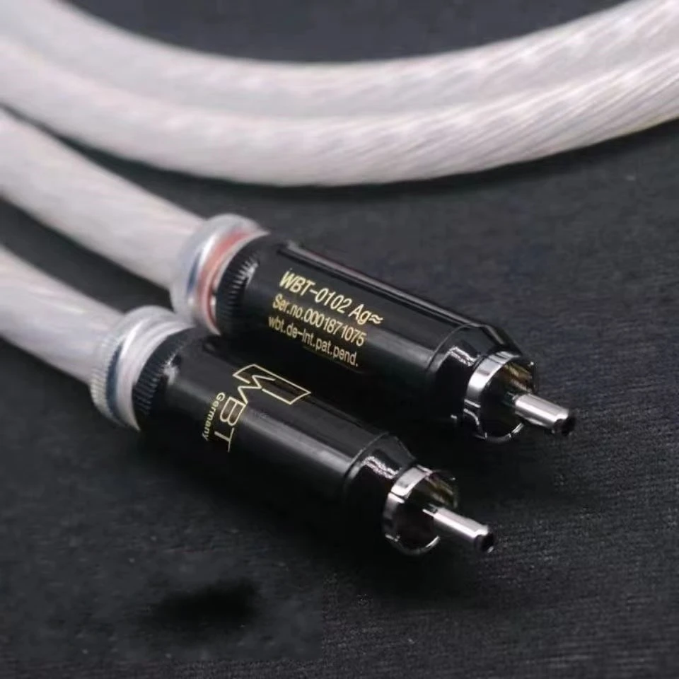 Dutch Imported 5NOCC Fever Single Crystal Silver Double Lotus Plug RCA Signal Cable Audio Amplifier Connection Audio Cable