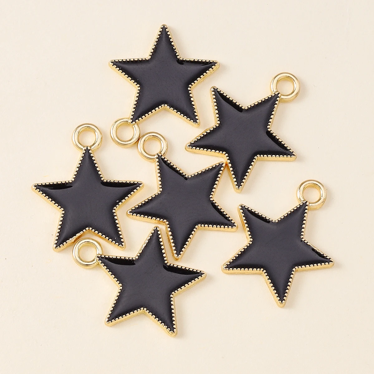 10pcs Enamel Black Five-pointed Stars Charms for Necklace Earring DIY Mini Stars Pendant Handmade Jewelry Finding Making