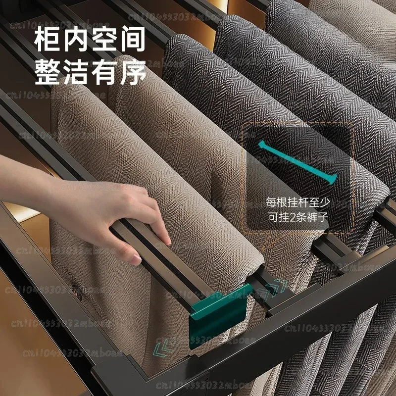 Household Multi-functional Retractable Wardrobe with Pull-Out Trouser Rack And Basket Rack Built-In Hardware Accessories
