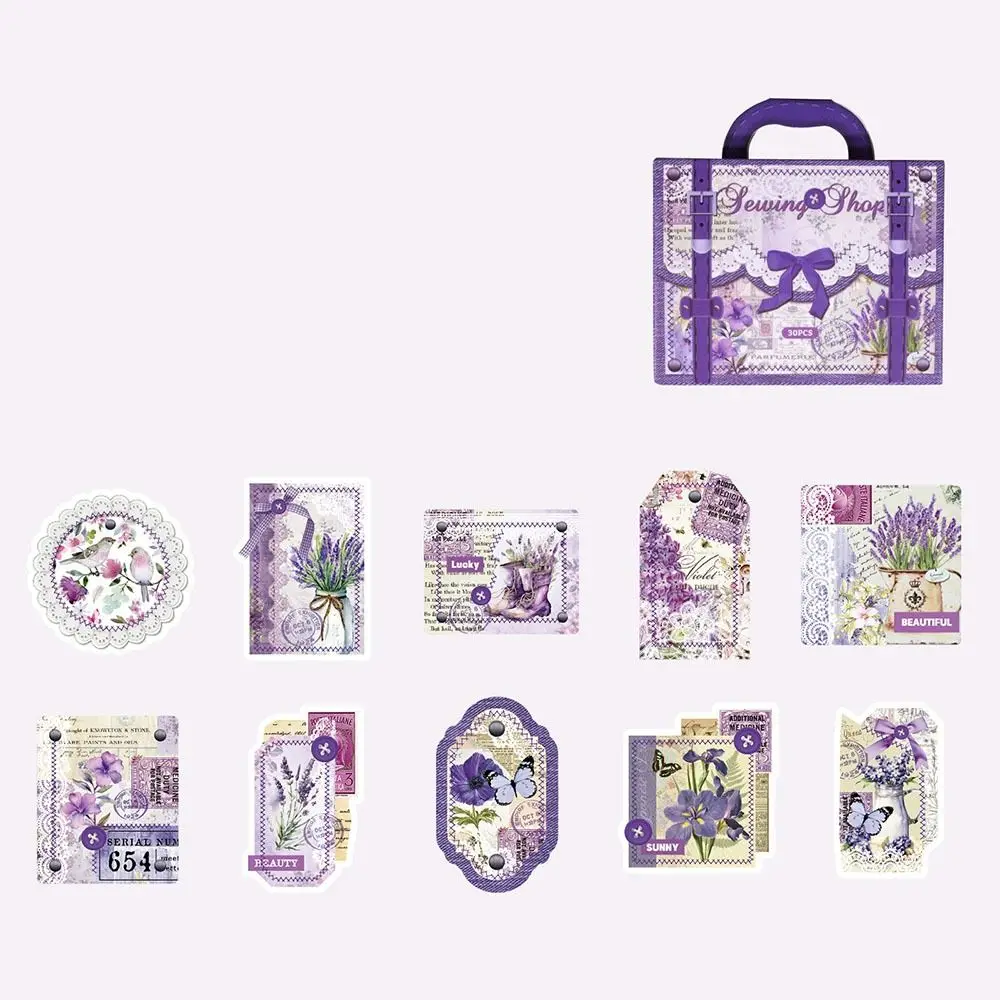 

30Pcs Fashion DIY Decorative Stickers Handbook Decor Retro Scrapbooking Sticker Student Stationery Washi Stickers