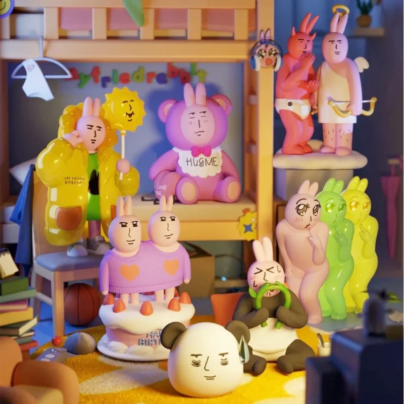 

New Original My Friend Rabbit Beautiful Mood Series Shitpost Rabbit Funny Trendy Blind Box Funny Handmade Doll Gift Desk Decor