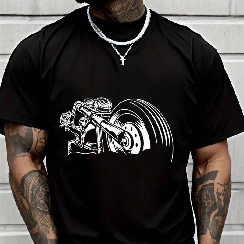 

Classic Biker Artwork T-Shirt Male Brand Tee Shirt Men Summer T Shirts Casual High Quelity O-neck Tees