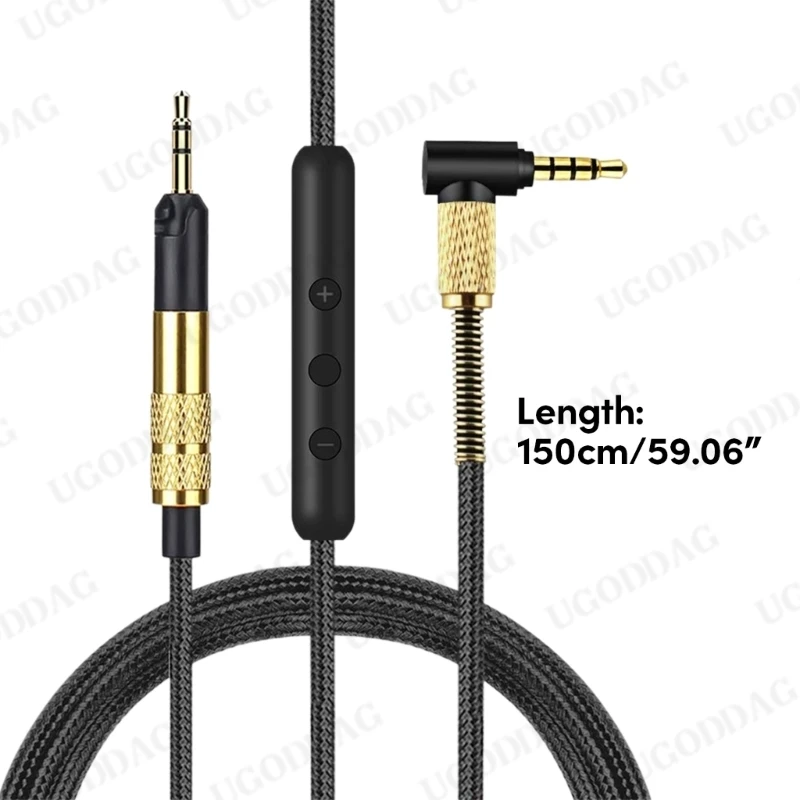 2.5mm to 3.5mm Headphone Audio Cable With Microphone Volume Control for Sennheiser HD598 HD599 HD558 HD518 HD569 HD579 Headset