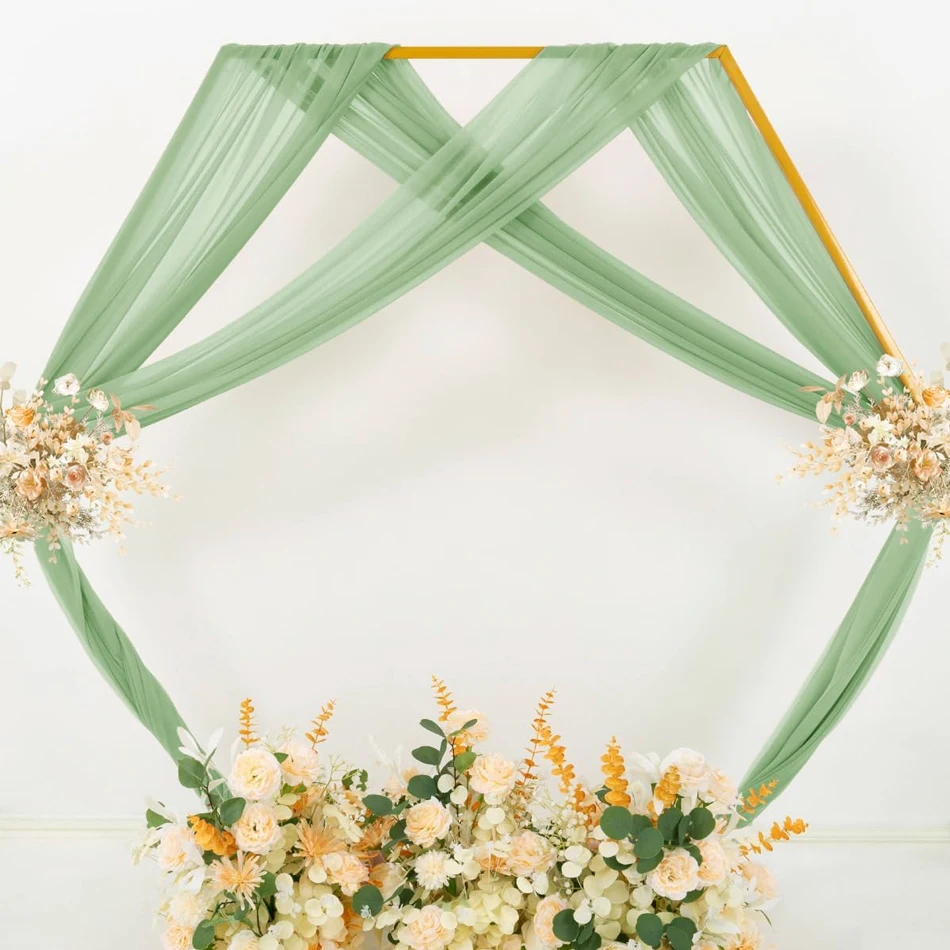 3/10m Sage Chiffon Table Runner Wedding Arch Sheer Drapes for Baby Shower Birthday Party Backdrop Curtains  Decoration