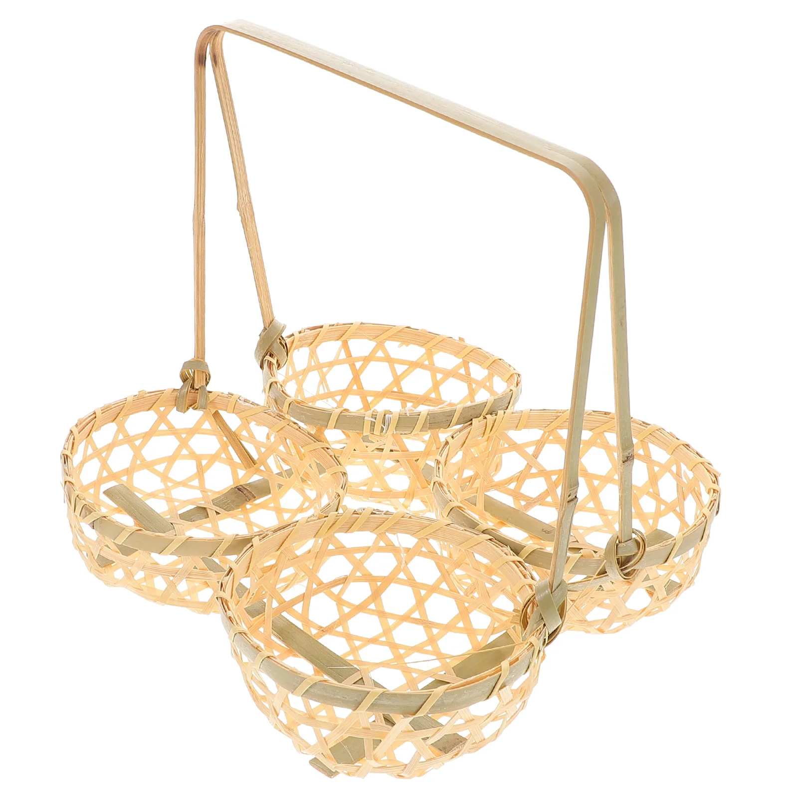 

1pcs Bamboo Basket Handwoven Wicker Tray for Fruit Snack Display Storage Container Beige Woven Foods Rattan Vegetable Home