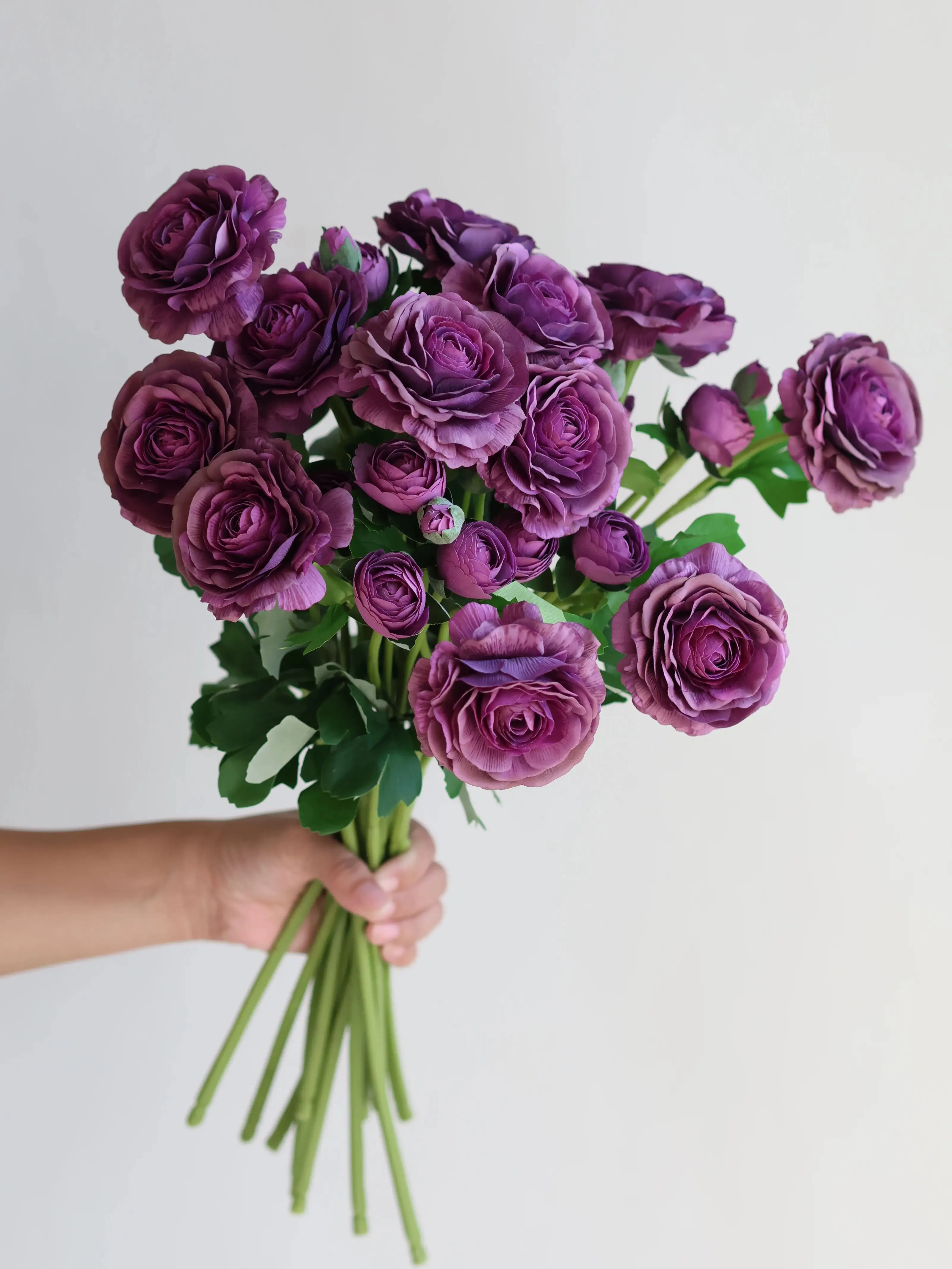 Real Touch Faux Dark Purple Ranunculus, Spring Summer Handmade/Wedding/Home/Kitchen Decors, DIY Bouquet/ Florals/Centerpieces