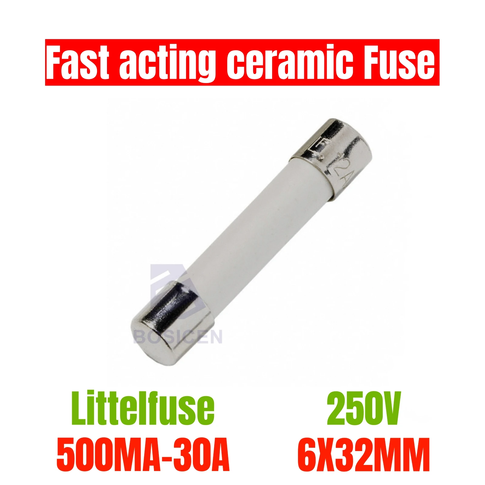 Tube à fusible en céramique à soufflage rapide 314 LF, 6x30 6x32MM 250V 500MA 0,5a 1A 2A 3A 4A 5A 6A 7A 8A 10A 12A 15A 20A 25A 30A à action rapide, 5 pièces