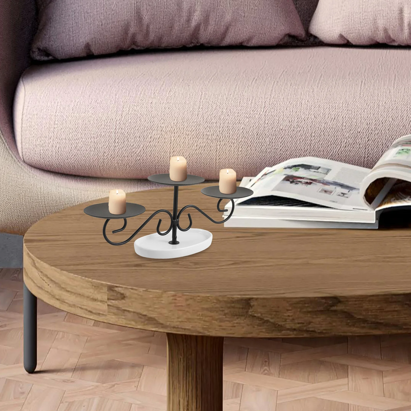 

Elegant Vintage Candlestick Holder for Taper Candles Rustic Iron Design Kitchen Table Centerpiece Wedding Thanksgiving Decor