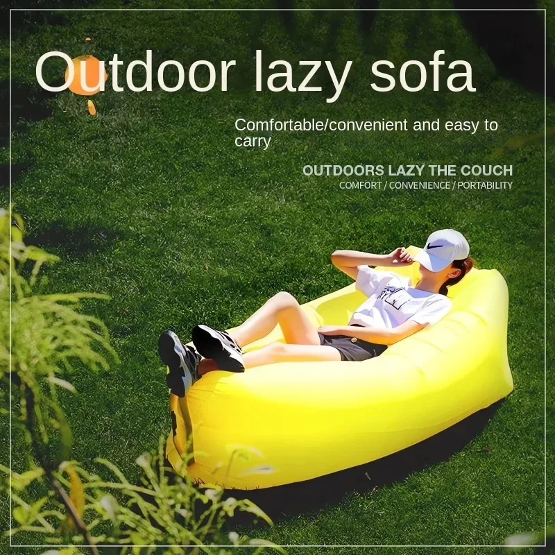 Outdoor Inflatable Beach Seven Point Sofa MeshRed Inflatable Lazy Sofa Bag Portable Camping Sofa Mattress Music Festival Lounger