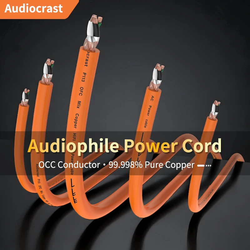 HiFi Audiocrast P113 HI End Pure Red Copper High End Power Cable Bulk Cables HIFI Cable