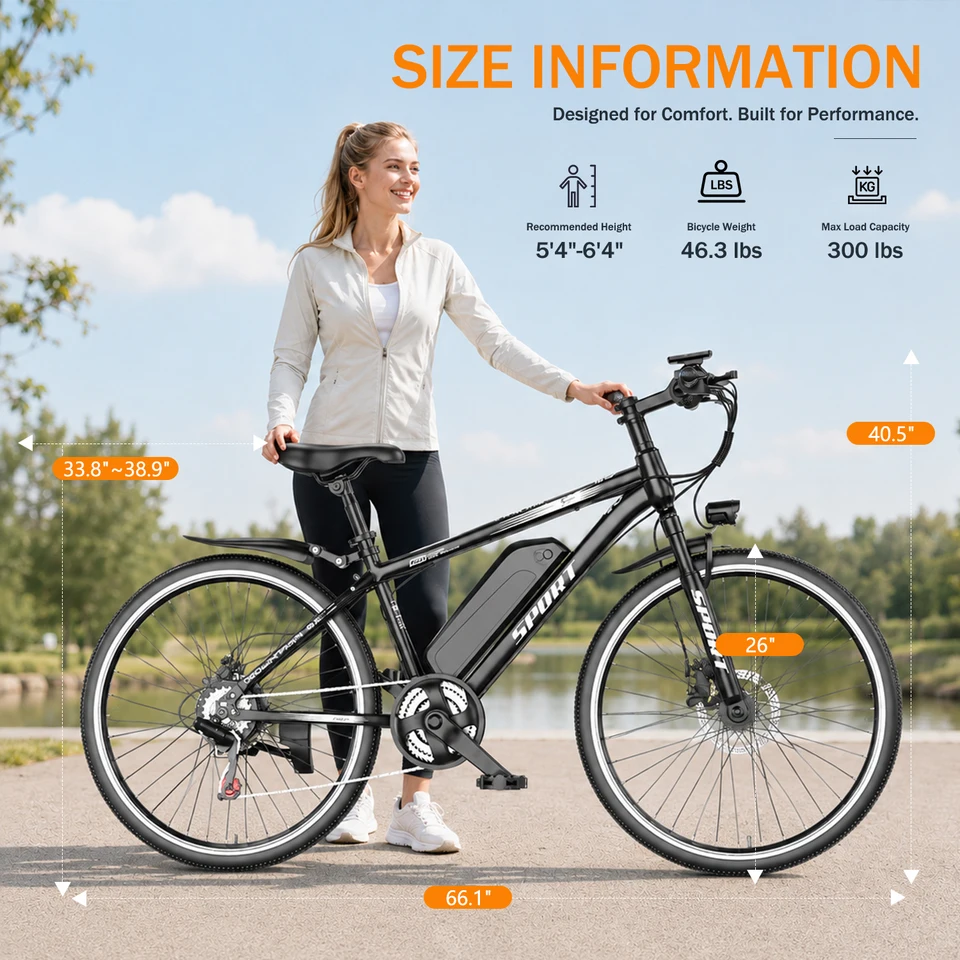ASKGO Electric Bike for Adults, 26" Electric Mountain Bike, 1500W Peak Ebike, 48V 10.4Ah Removable Battery, 65 Miles,25MPH 48V 10.4Ah,UL2849 image 8