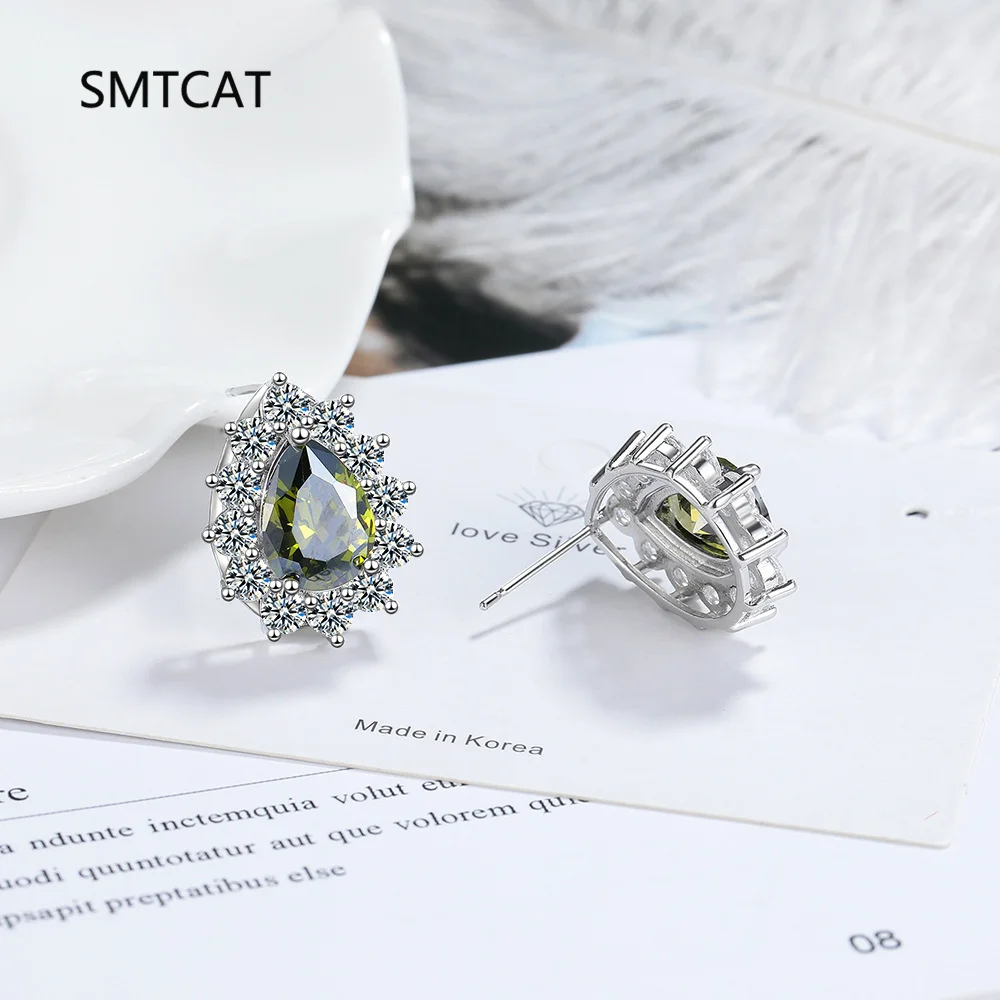 

Pear Cut Natural Green Peridot 925 Sterling Silver Water Drop Stud Earring for Women Fashion Gemstone Fine Jewelry Party Gift
