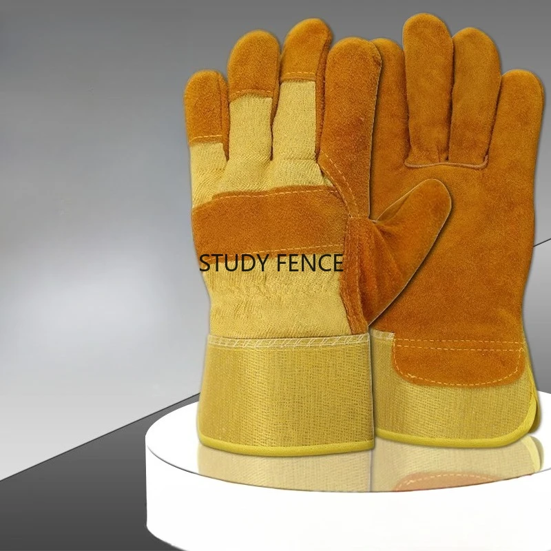 1 pair Cowhide high-temperature resistant gloves Welder specific protective gloves Finger gloves household daily necessities