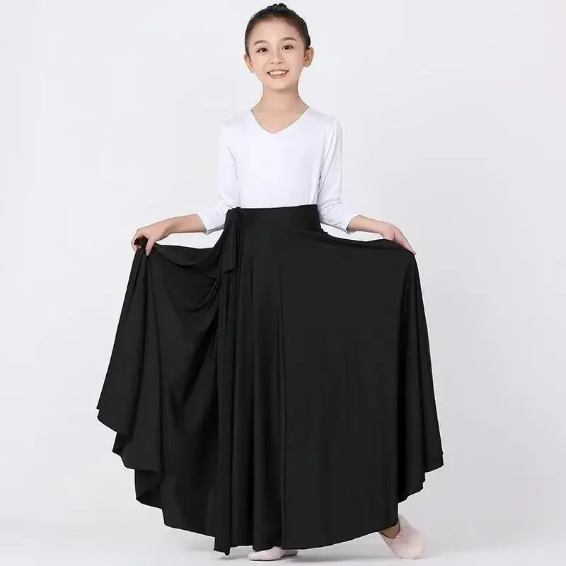 Children Girl Flamenco Skirt Spanish Dancewear Belly dance long Dress Big Swing Skirt Gradient Color Performance Gypsy Skirts