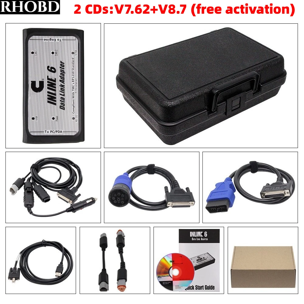 Best Free Activation for INLINE 6 V8.7 V7.62  Data Heavy Duty for INLINE6 for Cummins Complete Heavy Duty Truck Diagnostic Tool