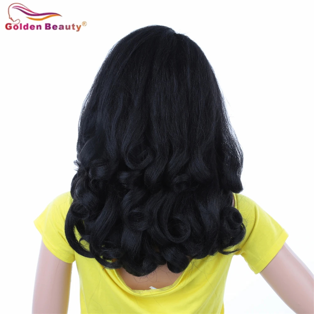 Golden Beauty 20Inch Synthetic Hair Wigs Short Wavy Wig For Black Women Heat Resistant Replacement Wig High Temperature Fiber