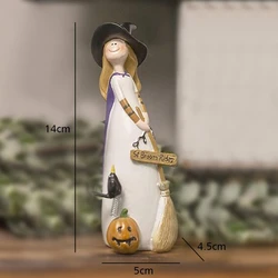 Halloween Witch Decoration Resin Crafts,Witch Hat,Cat,Ghost, Crow and Pumpkin Decor Figurines for Holiday and Party Ornaments