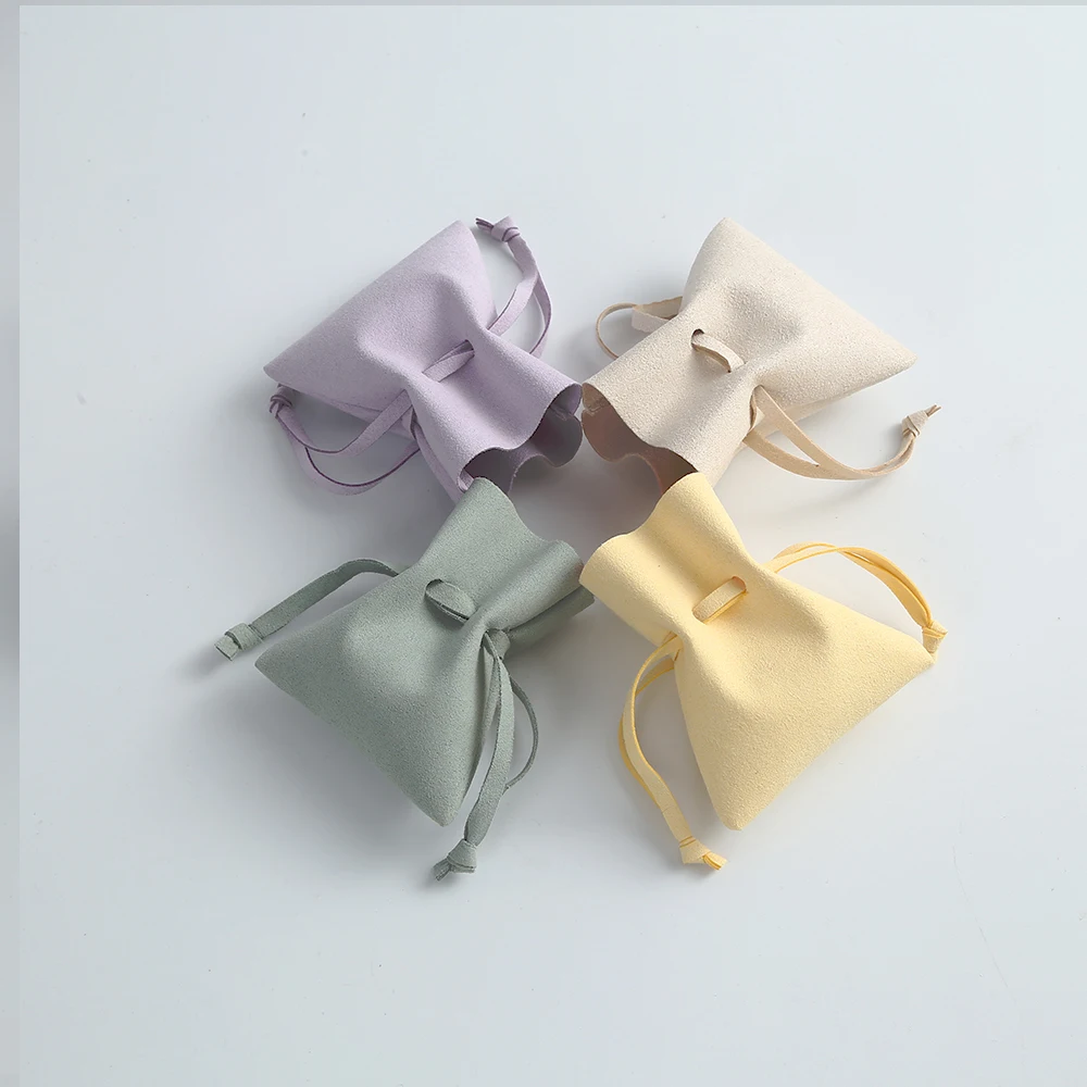 5Pack Bulk Microfiber Suede Jewelry Packaging Gift Bags Pouches Ring Earrings Wedding Travel Drawstring Organizer Small Bag