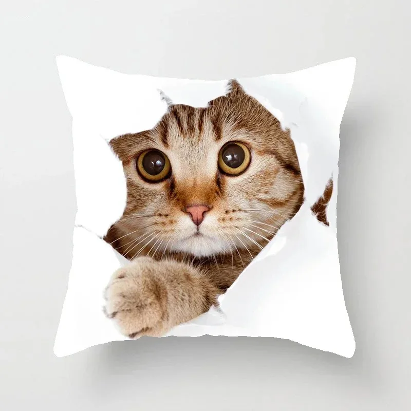 Cute Cat Cartoon Animal Cat Printed Pillowcase Living Room Sofa Bedroom Bedroom Bedroom Car Office Home Decoration Pillow Sleeve