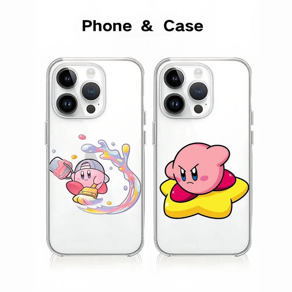 Cute K-Kirby Phone Case For Iphone 17 16 15 11 13 14 Pro Max 7 8 Plus X Xr Xs Max Se2020 12mini Transparent Cover