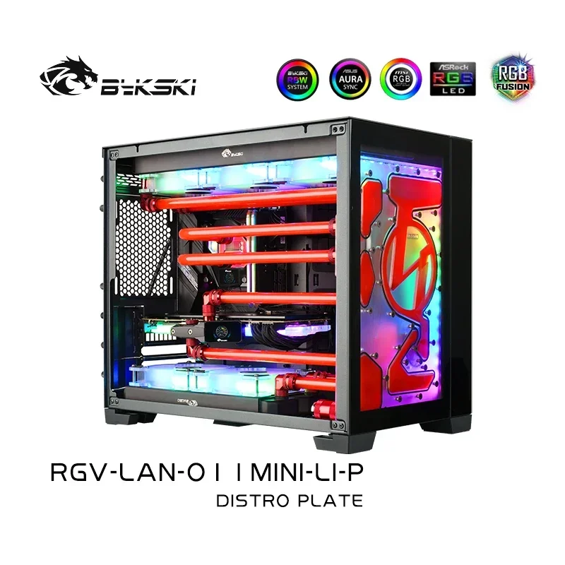 BYKSKI Acrylic Front Waterway Distro Plate Used for  LIAN LI O11 MINI Computer Case for CPU/GPU Block Support DDC Pump ARGB