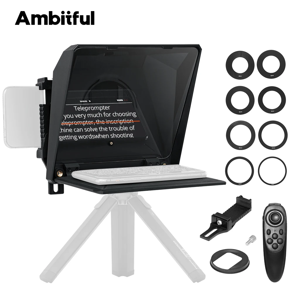 AMBITFUL Telefone e Gravação DSLR T1 Pro Teleprompter Portátil Inscrível Móvel Teleprompter Artefato Vídeo Com Controle Remoto