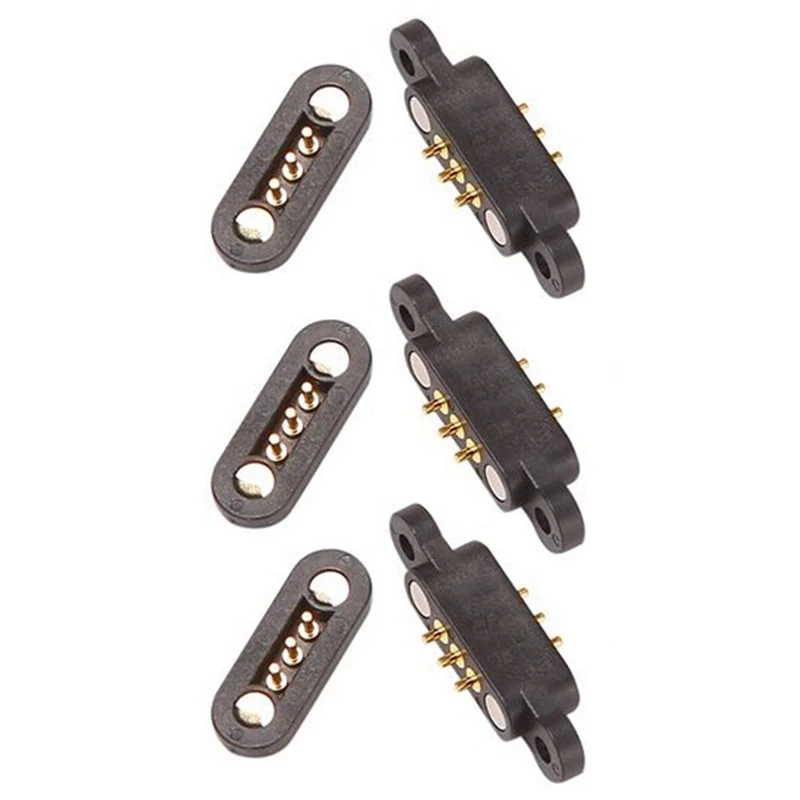 Mola carregada conector magnético Pogo Pin, macho e fêmea sonda, 3 posições, 3 posições ímãs Pitch, 2,3mm, 3 P através de furos, 12 pares