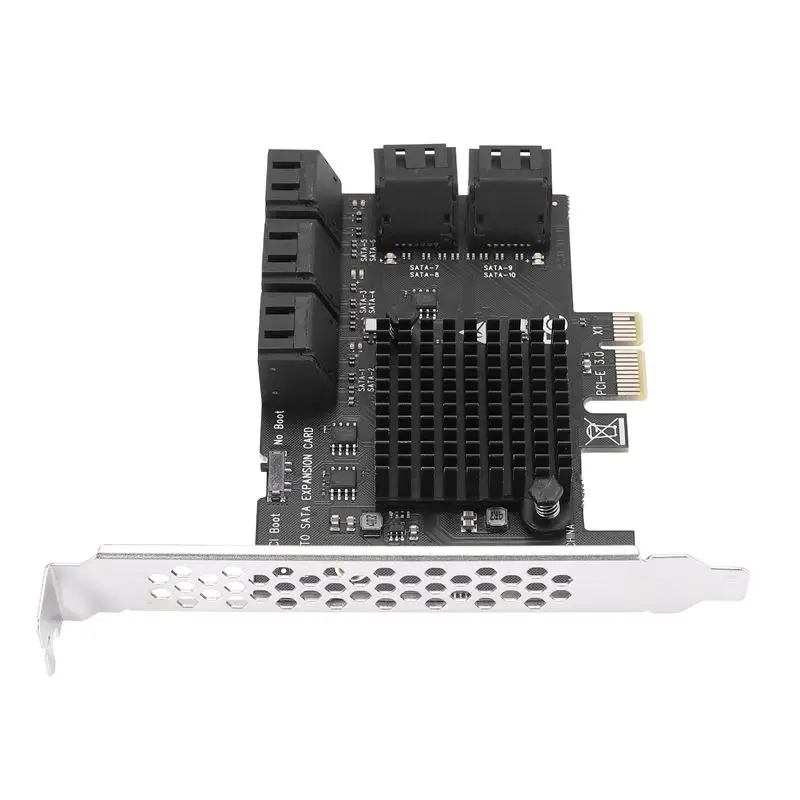 A96T 10 Port SATA 3.0 To Pcie X1 Expansion Card PCI Express SATA Adapter SATA3 6G Converter With Heatsink For Windows