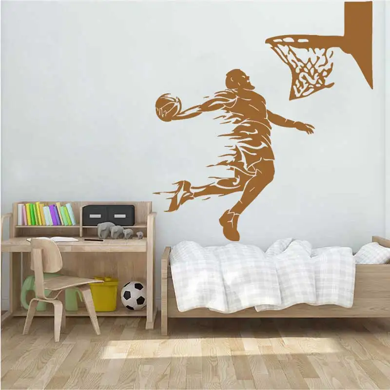 Athlete Basketball Slam Dunk Wall Sticker Sports Athletic Competition School Basketball Hall Teen Kids Room Decor Vinyl Decal 12