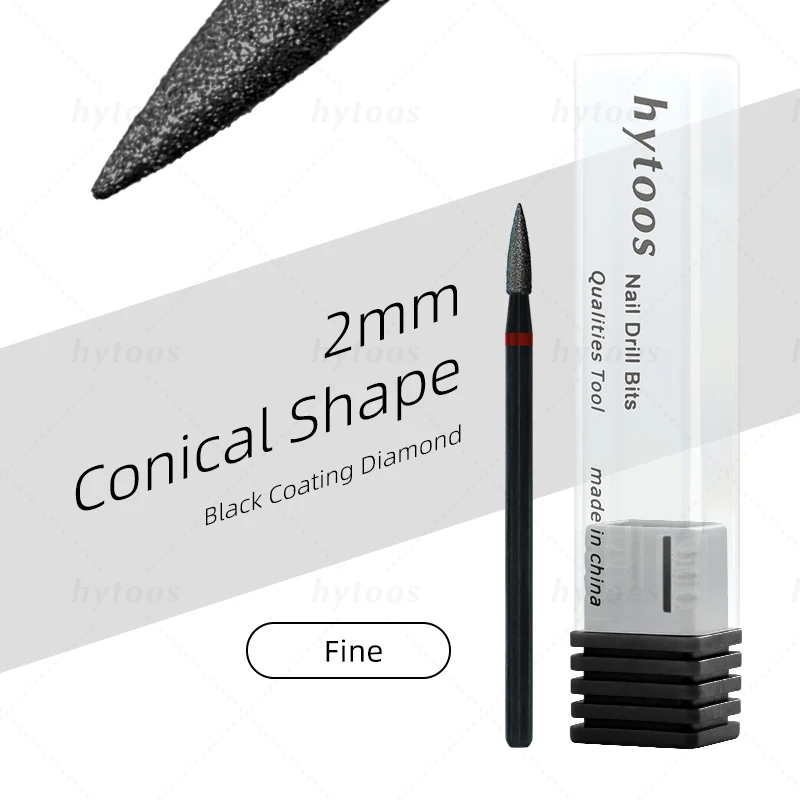 HYTOOS プロブラックダイヤモンドネイルドリルビットロシアキューティクルビットネイルドリル角質キューティクルクリーナー爪前処理ツール