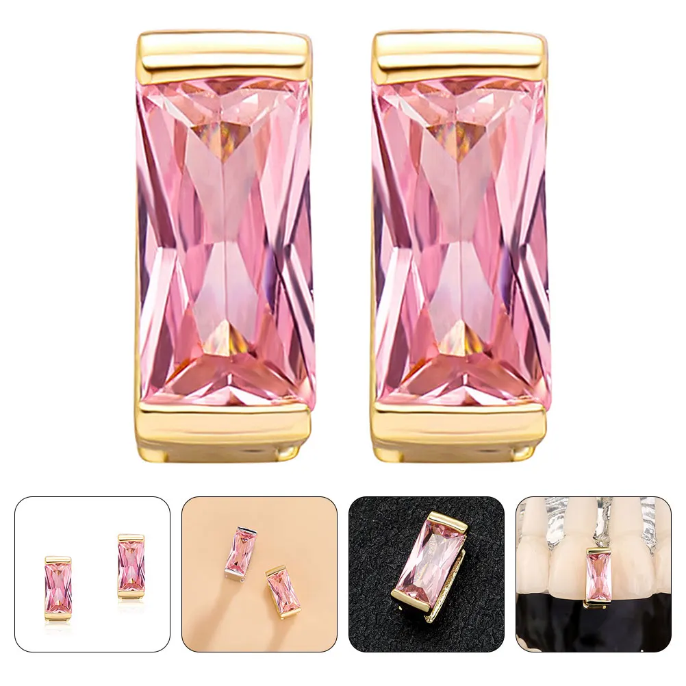 

2 Pcs Micro Setting Large Zircon Braces Woman Rhinestones Front Grill Teeth Tooth Decoration