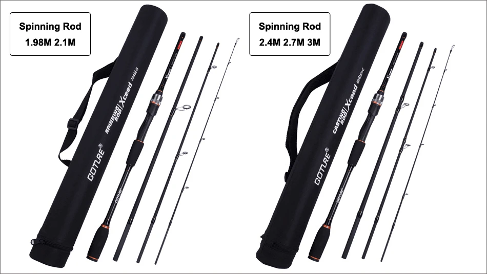 Goture 1,98M-3,6M Angelruten mit SIC/FUJI Führungsringen MH/L Action Tragbare 4-teilige Rute mit Transporttasche – Detail 11