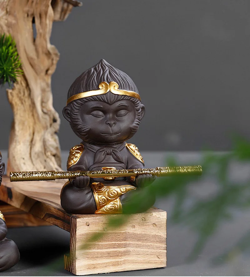 Chinese Purple Clay Kung Fu Tea Set Monkey King Tea Pet for Home Decoration Tea ceremony Purple clay accessories