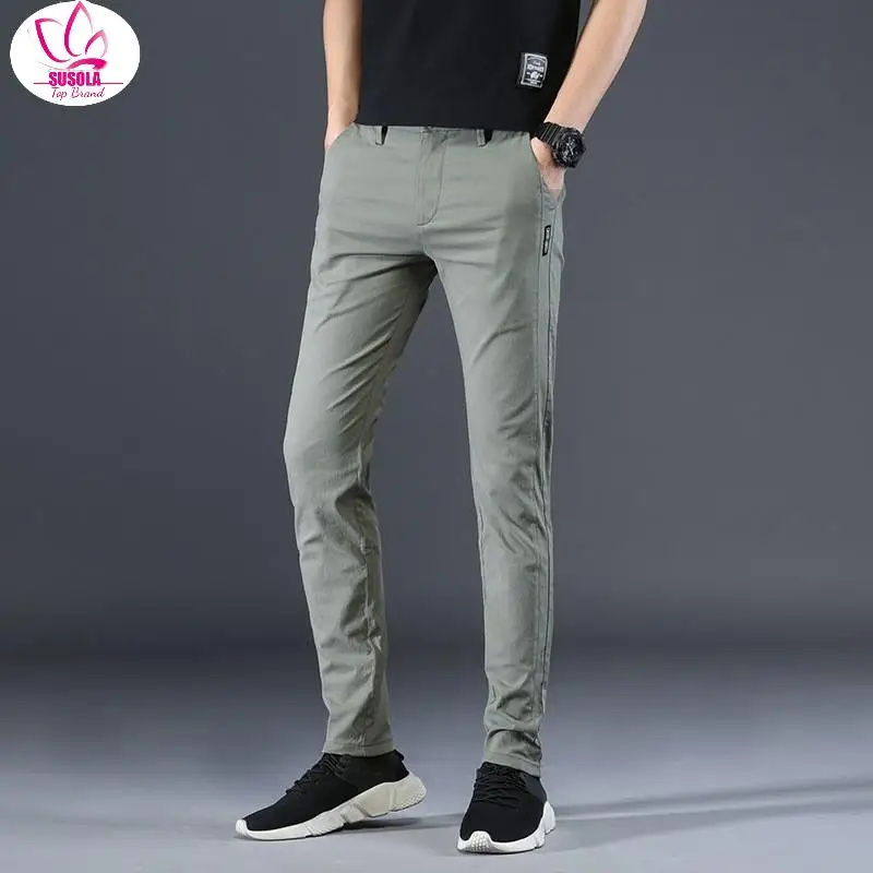 SUSOLA Brand Men Pants Casual Mens Business Male Trousers Classics Mid weight Straight Full Length Trend breathing Pant