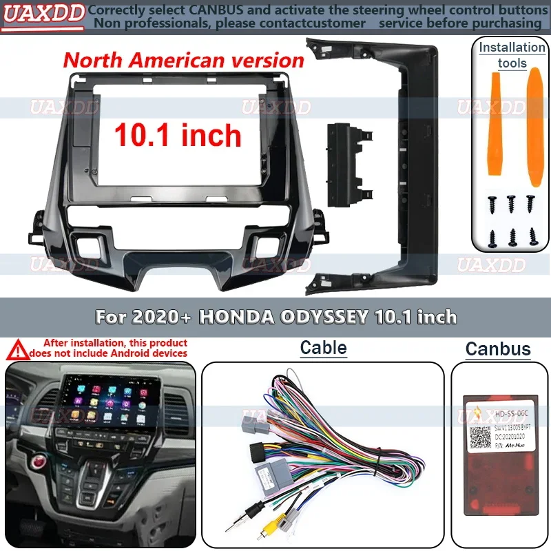 10.1 Inch Car Radio Frame Fascia Adapter for Honda Odyssey 2019-2021 Android Dashboard Panel Trim Kit Cable Video Harness Panel