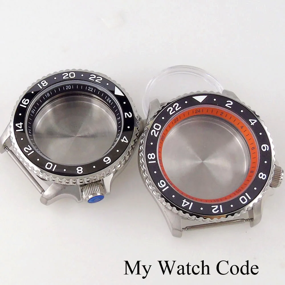 41mm SSKX001 GMT casing jam tangan untuk NH34 NH35 NH36 NH38 Gerakan Baja menyelam casing untuk pembuat jam 24 jam bab cincin 3.8 mahkota