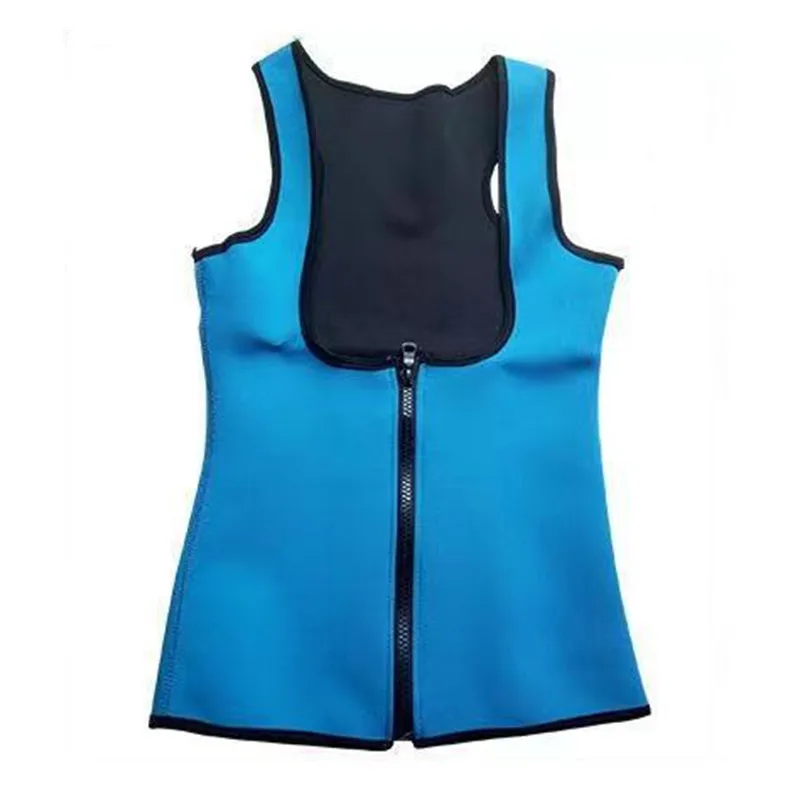 Women's bodysuit with zipper chloroprene rubber chest support sweatshirt fitness suit waist tied yoga vest