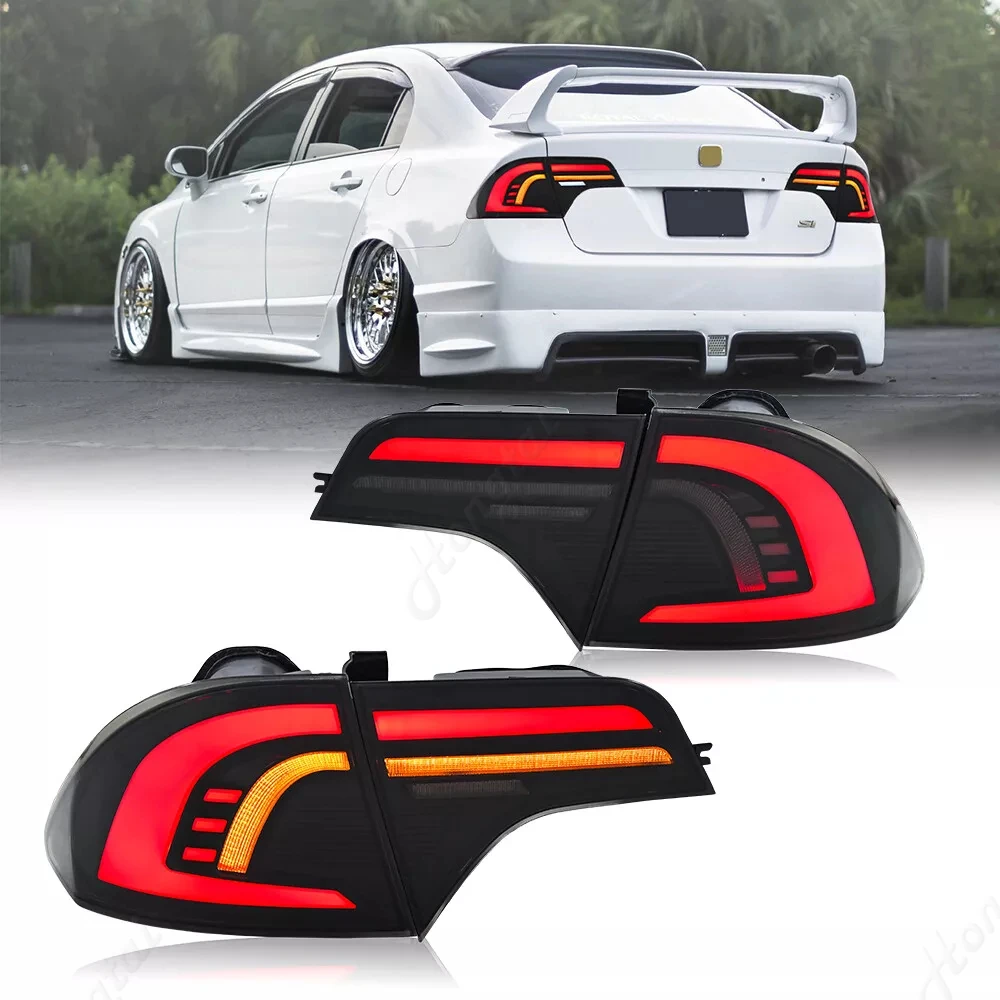 مجموعة مصابيح خلفية لهوندا سيفيك سيدان 4DR 2006 2007-2011 المصابيح الخلفية LED أضواء الخط الإجمالي أضواء الفرامل أضواء عكسية