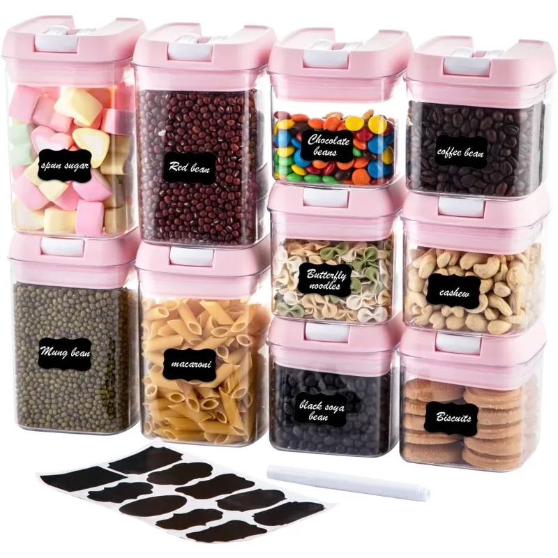 

Airtight Food Storage Container Set-10 Piece BPA Free Clear Plastic Cereal Canisters with Easy Lock Lids-Kitchen & Pantry O