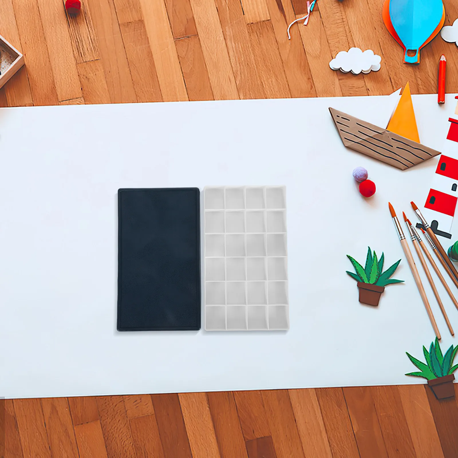 Paint Mixing Tray Premium Plastic Silicone Soft Lid Portable for Watercolor Gouache Acrylic Oil Artists Portable Palette
