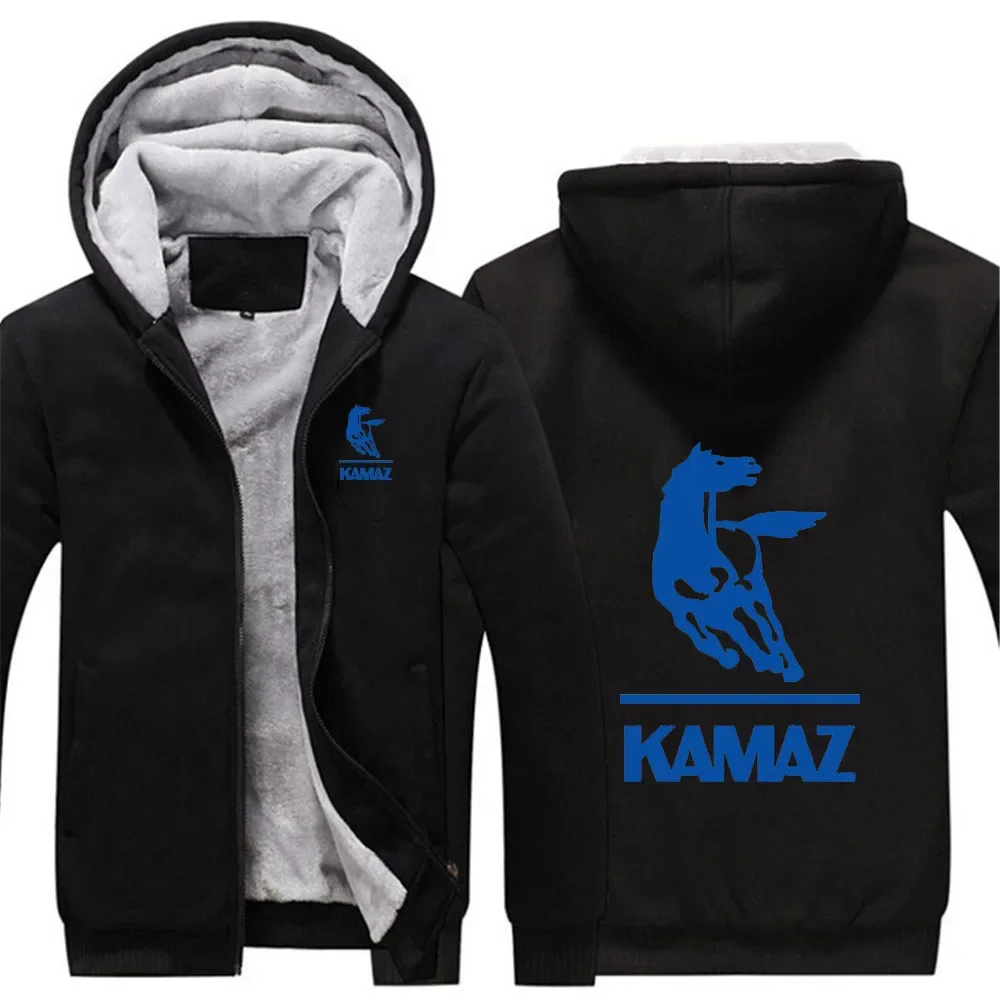 

2024 Autumn Winter Men's KAMAZ TRUCK Logo Print Outdoor Splicing Long Sleeve Hooded Coats Popular Comfortable Thickened Hoodies