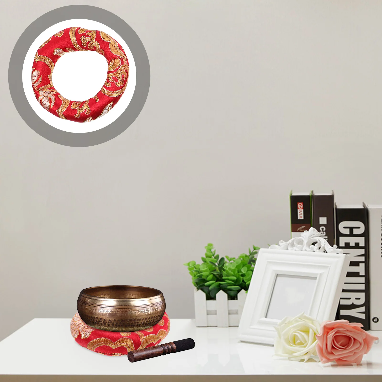 

3pcs Buddhist Sound Bowl Cushions Round Mats Singing Bowls Base Vintage Design High Grade Cotton Cloth Durable Stable Pad For